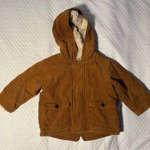 Baby Corduroy Sherpa Lined Hooded Jacket Brown 18M Warm Winter Coat